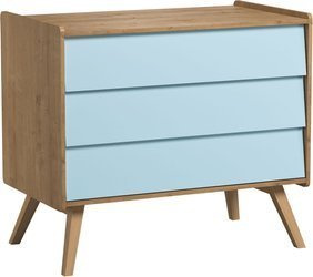 Komoda 3 szufl. dąb/niebieski Vintage firmy Vox