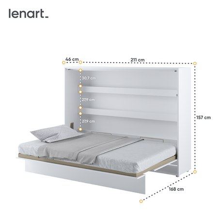 BED CONCEPT BC-04 - półkotapczan poziomy 140 - biały