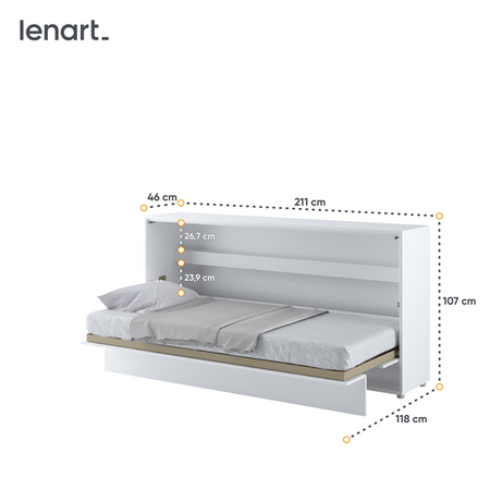 BED CONCEPT BC-06 - półkotapczan poziomy 90 - biały