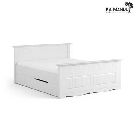 Łóżko białe z drewna Belluno Elegante z szufladą (140cm)