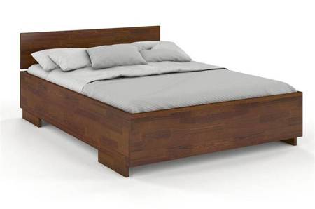 Łóżko drewniane sosnowe Visby Bergman High BC (skrzynia na pościel) / 200x200 cm, kolor orzech