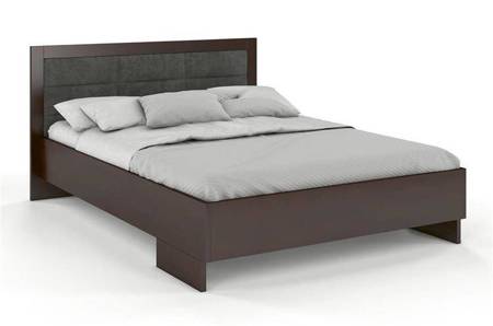 Tapicerowane łóżko drewniane - bukowe Visby KALMAR High BC (Skrzynia na pościel) / 160x200 cm, kolor palisander, zagłówek Casablanca 2306