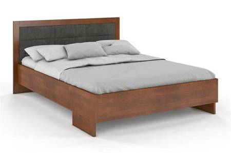 Tapicerowane łóżko drewniane - bukowe Visby KALMAR High & Long (długość + 20 cm) / 120x220 cm, kolor orzech, zagłówek Casablanca 2301