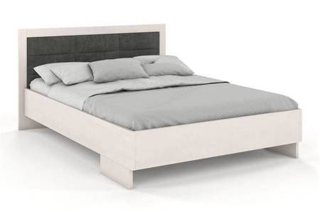 Tapicerowane łóżko drewniane - bukowe Visby KALMAR High & Long (długość + 20 cm) / 140x220 cm, kolor biały, zagłówek Casablanca 2302