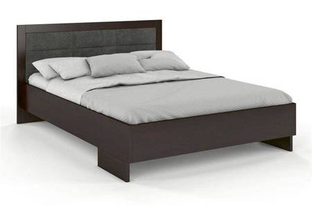 Tapicerowane łóżko drewniane - sosnowe Visby KALMAR High BC (Skrzynia na pościel) / 140x200 cm, kolor palisander, zagłówek Casablanca 2306